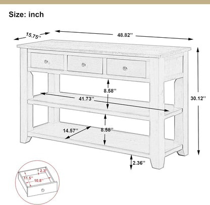 Farmhouse Wood Entryway Console Table 48-Inch Modern Sofa Entry Table with Drawers and Storage Shelves for Entrance Living Room (Green)