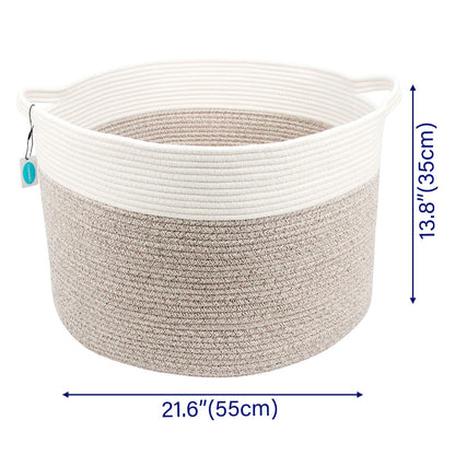 Casaphoria XXXLarge Cotton Rope Basket for Living Room - Woven Storage Basket with Handle for