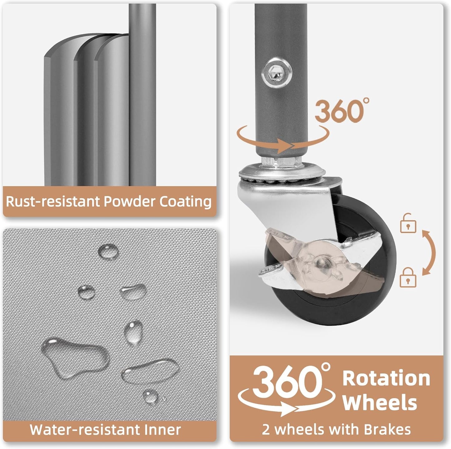 STORAGE MANIAC 120 Liters Vertical Rolling Laundry Hamper, 3 Section Laundry Sorter with Wheels and 2 Breaks, 3-tier Laundry Baskets for Small Space, Dorm, Laundry Room, Closet, Bathroom, Gray 3-tier