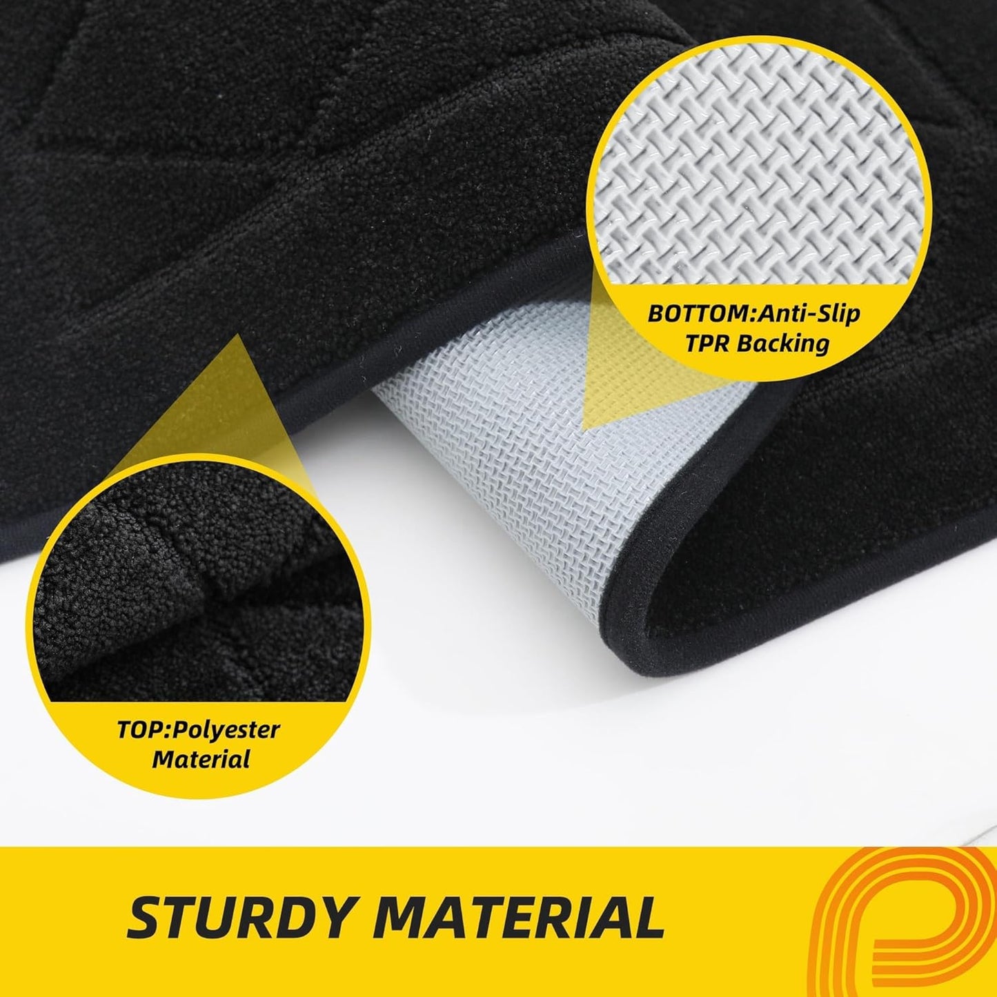 JSEI Dirt Trapper Door Mat 32"x48", Non-Slip Washable Entryway Mats, Dog Door Mat, Stain Resistant and Absorbent Floor Mats, Low Profile Welcome Mat for Front Back Door, Black