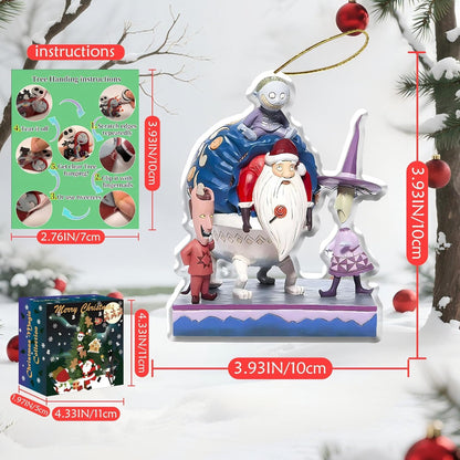 2025 Halloween Christmas Tree Decorations, 9PCS Acrylic Cute Night Before Xmas Pendants Hanging, 2D Flat Spooky Decor Indoor Home Party Gifts Ornaments, 10cm/3.93in