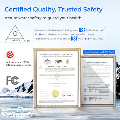 Waterdrop X12-Alkaline Mineral pH+ Tankless Reverse Osmosis System, NSF/ANSI 42&58&372 Certified, 1200 GPD RO Water Filter System, 11-Stage Filtration, 3:1 Pure to Drain, UnderSink, Black Faucet