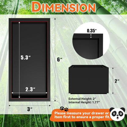 Bamboo Drawer Organizer, Small Silverware for Kitchen Drawer, Stackable Utensil Organizer, 2 Pcs Flatware Organizer, Wooden Storage Box Tray (Black, 6 X 3 X 2 Inch)