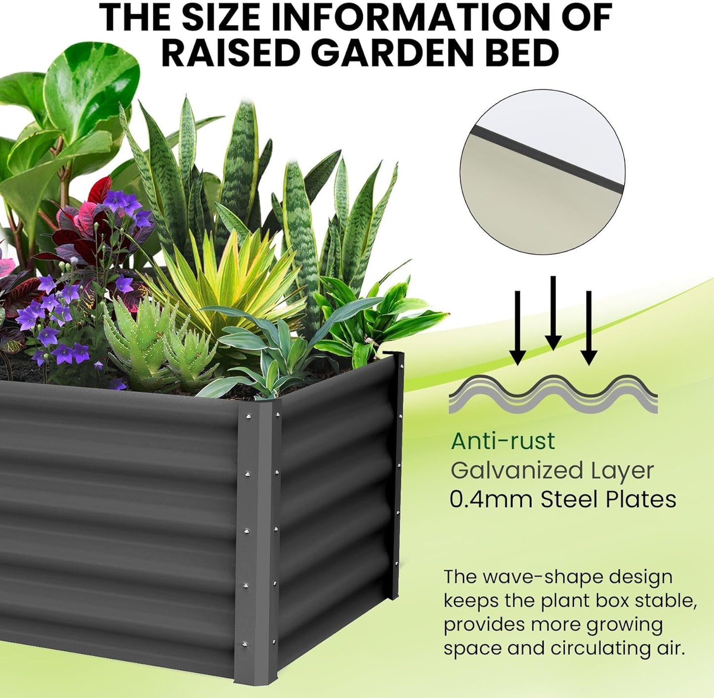 Large Outdoor Planter Boxes Kit Set of 2,6x3x1.5ft Galvanized Raised Bed Planter with Open-Ended Base Design, Elevated for Outdoor Plants, Durable Raised Bed for Gardening,Green