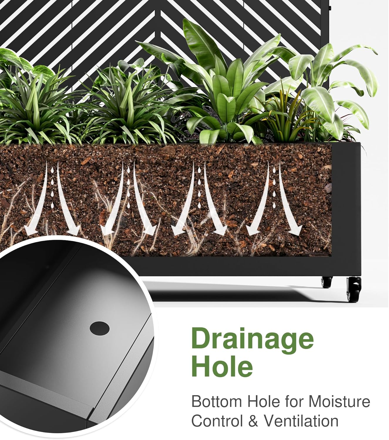 Casaphoria Metal Raised Garden Bed with Trellis and Wheels, 72"x35"x16" Arched Planter Box for Climbing Plants, Vegetables & Vines, Features Drainage Holes and Privacy Screen (Black-Parallel)