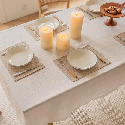 Home Brilliant Linen Place Mats Set of 4 Heat Resistant Dining Table Place Mats Cloth Placemats Kitchen Table Mats Placemat, Burlap