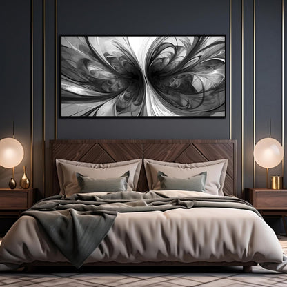 Large Abstract Canvas Wall Art for Living Room Black and White Wall Decor for Office Black Framed Wall Art 29 x 58 Inch