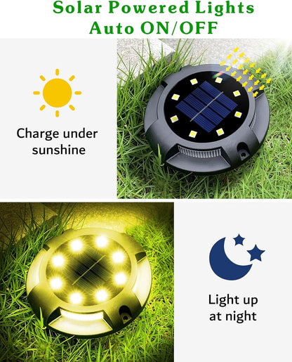 Biling Solar Ground Lights Uplight Sidelight, 12 Packs Bright Solar Outdoor Lights Waterproof for Yard Pathway Driveway Garden Poolside (Warm White)