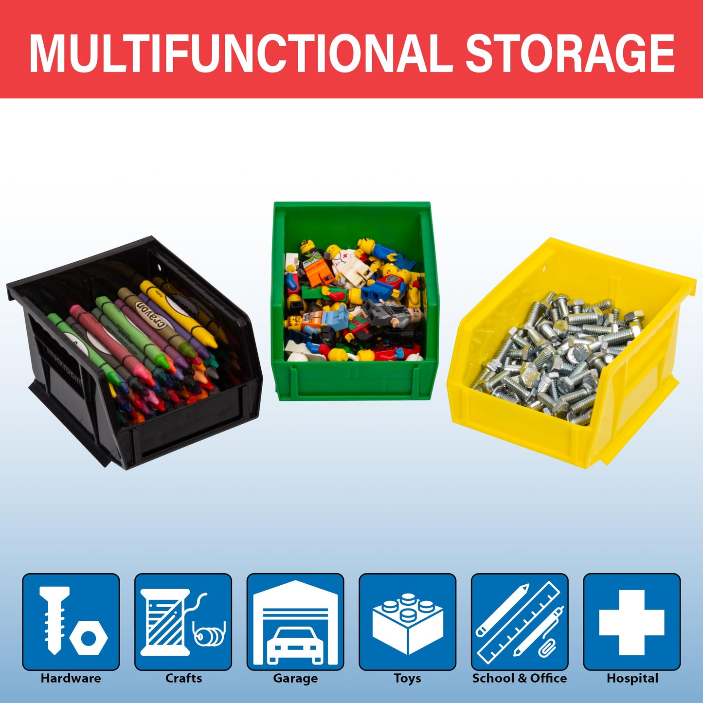 Akro-Mils 30210 AkroBins Plastic Storage Bins, Space-Saving Stackable Bins for Garage, Pantry