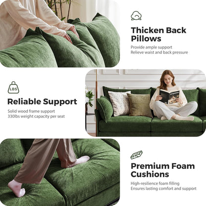 134.6" Oversized Modular Sectional Sofa, Large 6 Seater U Shaped Couch Deep Seat for Living Room, Apartment - Chenille Green