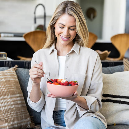 Grow Forward Premium Wheat Straw Bowls - 34oz Microwave Safe Plastic Cereal Bowls Set of 8 for Kitchen, Camping, RV, Dessert, Snack, Soup, Salad, Fruit - Reusable, Unbreakable & BPA Free - Tropical