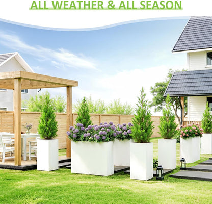 Planter Box Outdoor 38"W x 10.2"D x 30"H- Tall Rectangular Planters for Outdoor Patio/Porch, All-Weather with Anti-dumping Kit, Durable Galvanized Steel, Modern Design for Plants, Flower,Garden