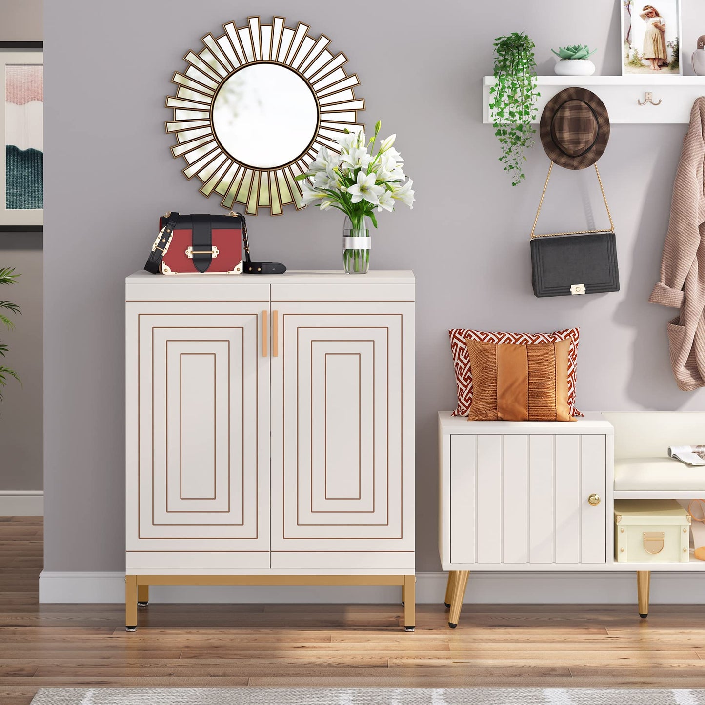 Tribesigns Shoe Cabinet with Doors, 20 Pairs Entryway Shoe Storage Cabinet with Shelves, 5-Tier