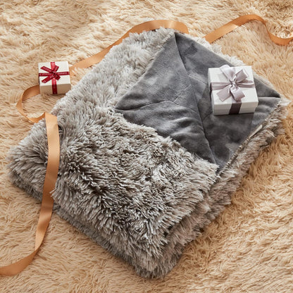 GONAAP Fuzzy Faux Fur Throw Blanket Queen Size Frosty Grey Super Soft Cozy Plush Fuzzy Shaggy Blanket for Couch Sofa Bed (Frosty Grey, Queen(90"x90"))
