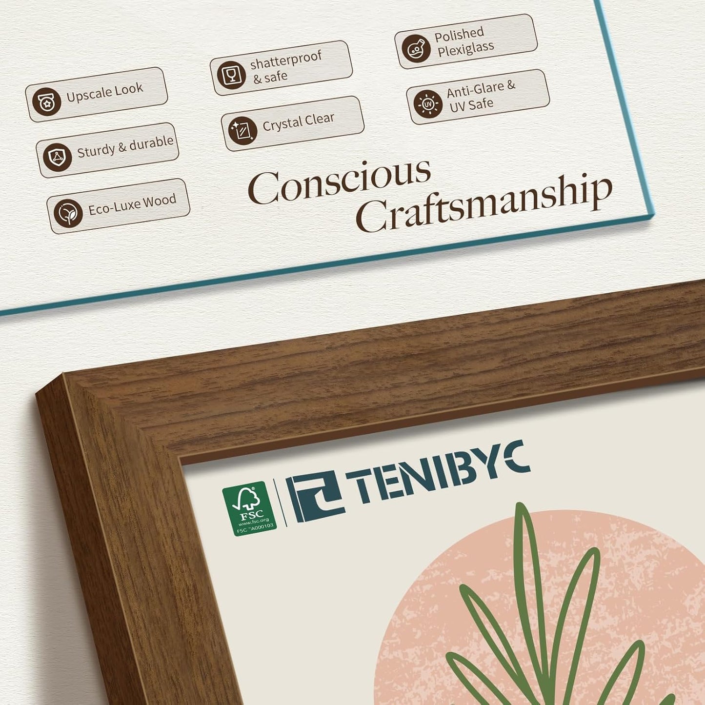 16x24 Poster Frame 3 Pack - Brown Woodgrain, Wood Poster Frame, Gallery Picture Frame - Wall Hanging