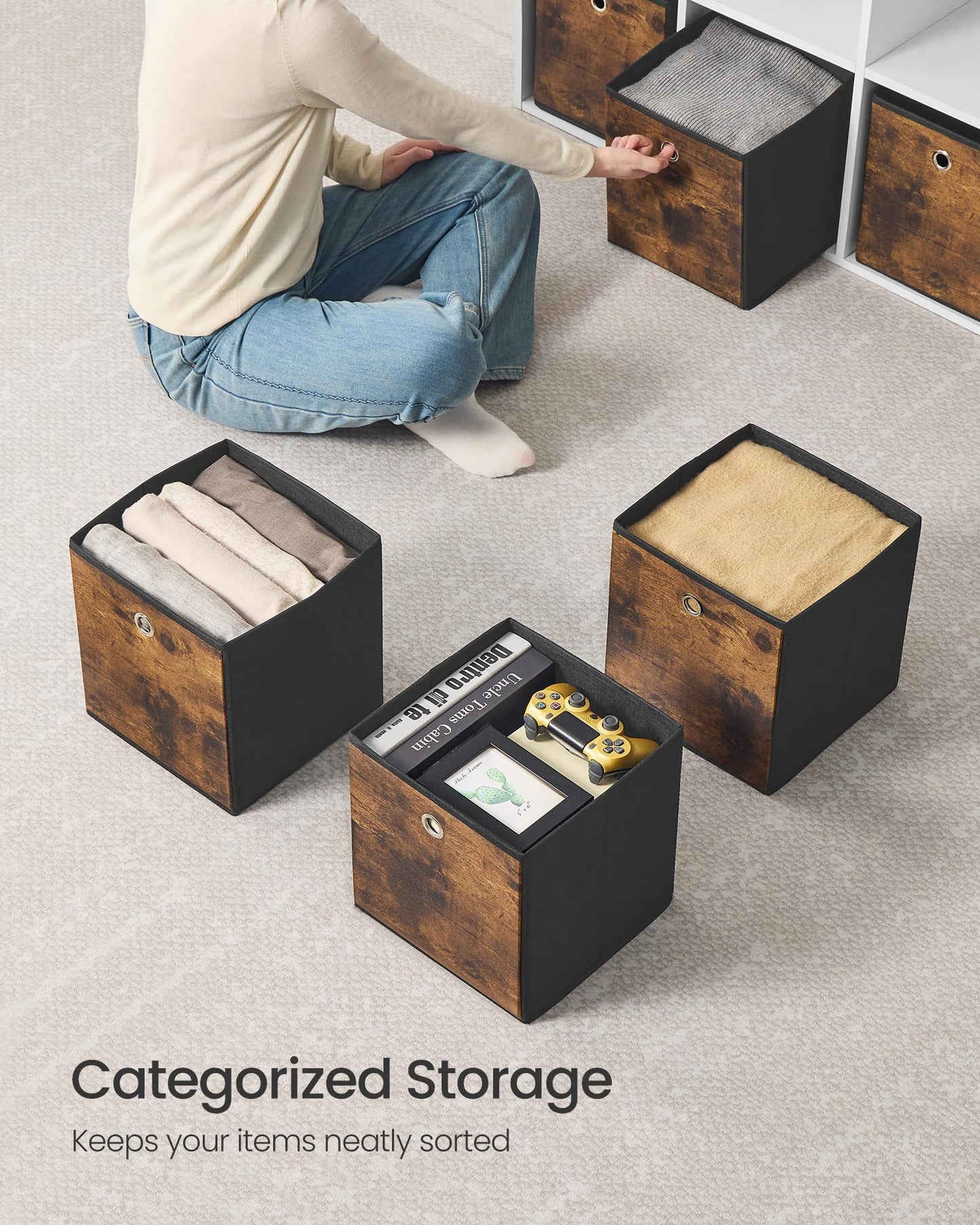 SONGMICS Storage Cubes, Set of 8, 11-Inch Foldable Closet Organizers