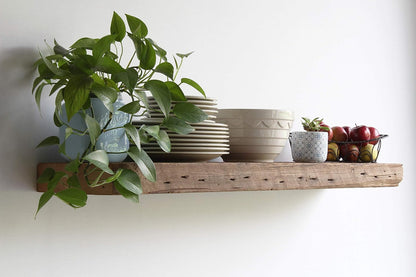 Urban Legacy Reclaimed Barn Beam Deep Shelves | Deep Shelves with Brackets Included, Set of 2 | (Natural Low Profile Bracket, 48" x 11" x 3")