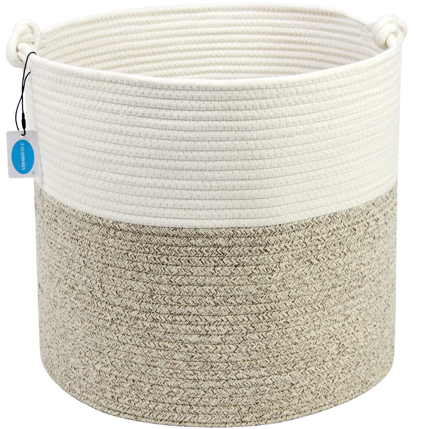 Casaphoria Natural Woven Cotton Rope Storage Basket for Organizing Towels Blanket Laundry Baskets