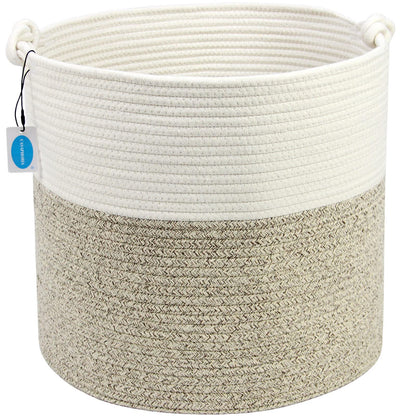 Casaphoria Natural Woven Cotton Rope Storage Basket for Organizing Towels Blanket Laundry Baskets