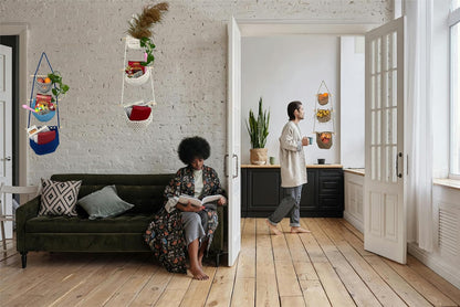 Hanging Fruit Basket, 3 Tier Cotton Macrame Produce Basket for Kitchen, Indoor Planter Hangers.