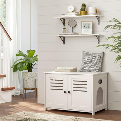 DINZI LVJ Long Wall Shelves, 24 Inch White Floating Shelves Set of 2, Easy-to-Install, Wall Storage Ledges with Sturdy Metal Brackets for Living Room, Bathroom, Bedroom, Kitchen, White