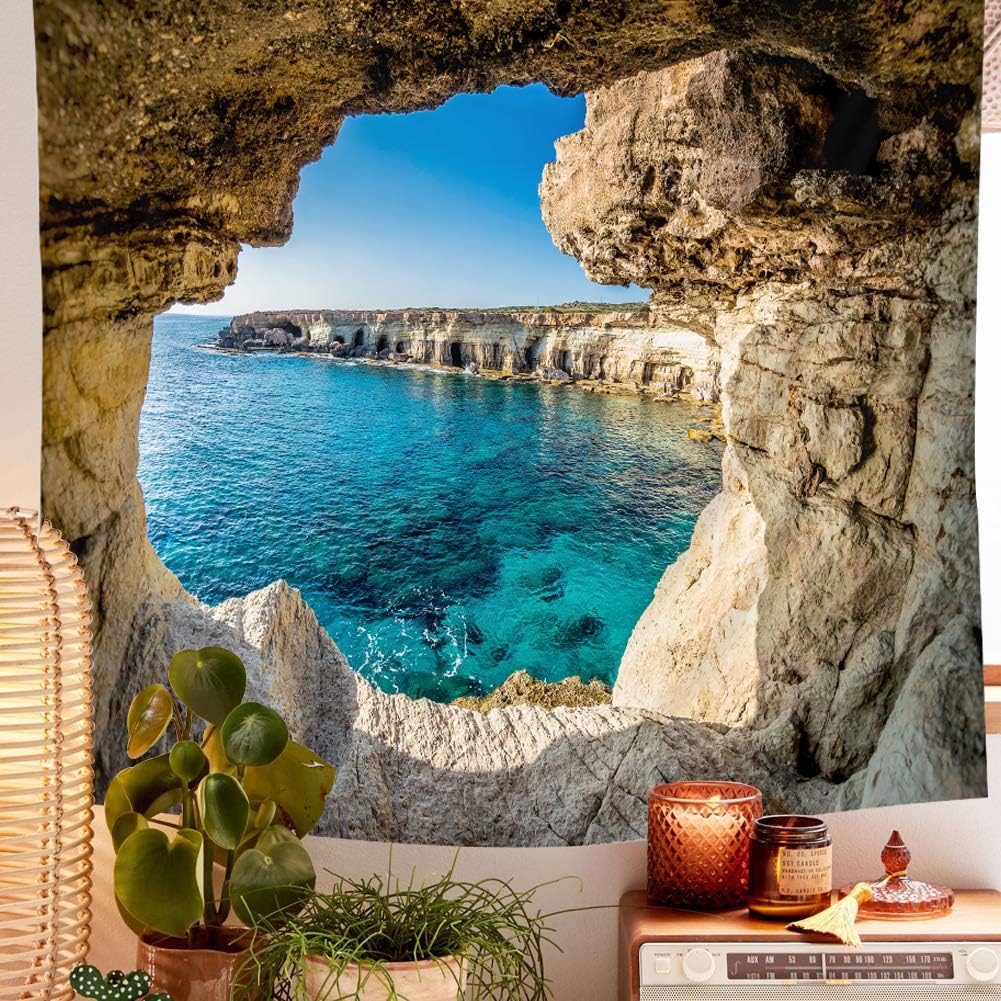 Llamazing Forest Home Decor Tapestry - Living Room Bedroom Decoration Curtain - Magic Landscape (Sea, 78''L60''W)