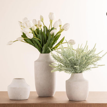 Mitt&Ditt Ceramic Flower Vase, 12.5 inch Tall Off-White Vase, Large Decorative Terracotta Vases, Farmhouse Rustic Pottery Vases for Home Decor, Living Room, Table