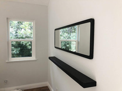 joelsantiques 60 Inch Wooden Floating Shelves for Wall - 60x8x2 in - Made of Natural Wood - Long Wall Shelves for Bedroom - Perfect for Living Room, Kitchen - Made in USA - Black