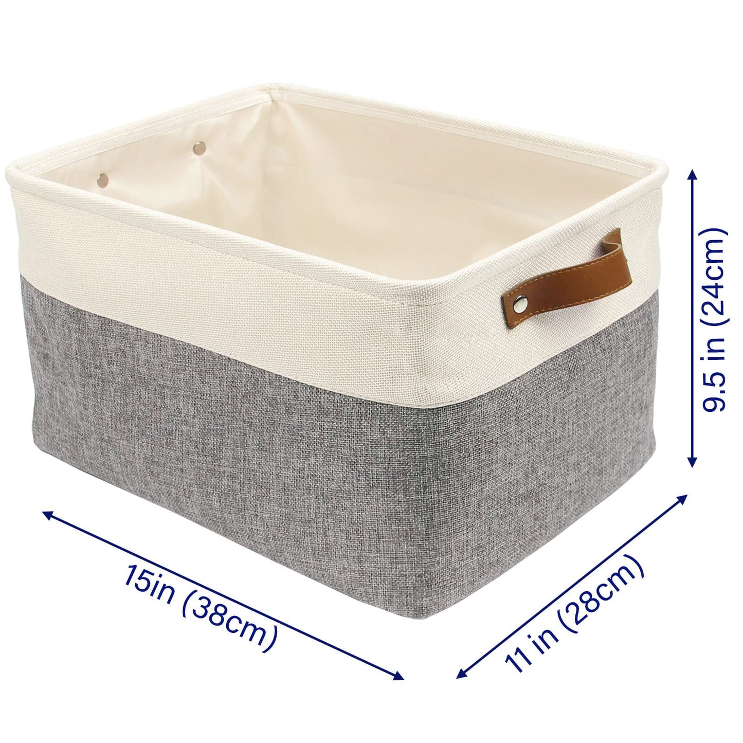 Casaphoria 3Pcs Collapsible Cube Fabric Storage Baskets with Handles,Foldable Canvas Storage