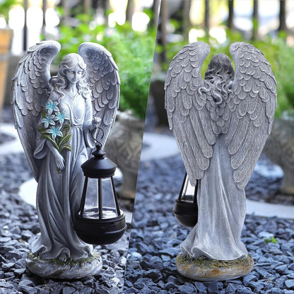 Solar Angel Outdoor Garden Decor Statues – 13.2 inches Solar Outdoor Sculptures for Outside Yard Art Patio Balcony Front Lawn Ornaments Gifts for Mom Grandma Women