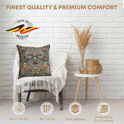 Charlotte Home Furnishings Throw Pillow Covers 16x16 in, Blue Peacock Decorative Couch Pillow Cover, Boho Decor European Tapestry Cushion Cases, Living Room Cozy Home Decor, Jacquard Woven Soft Cotton