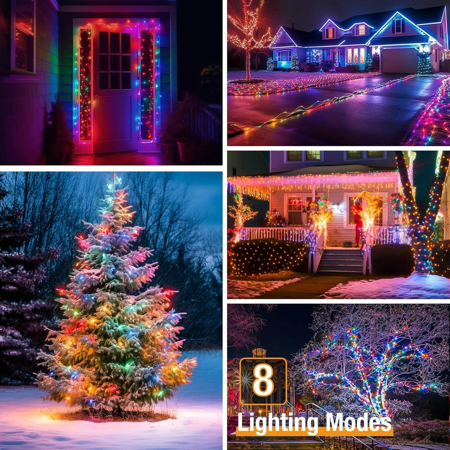 btfarm Solar String Lights Outdoor - 80LED 33FT Solar Fairy Lights Outside Waterproof 8 Modes, Copper Wire Solar Powered Twinkle Lights for Tree Garden Christmas Wedding Party Decor, Colorful