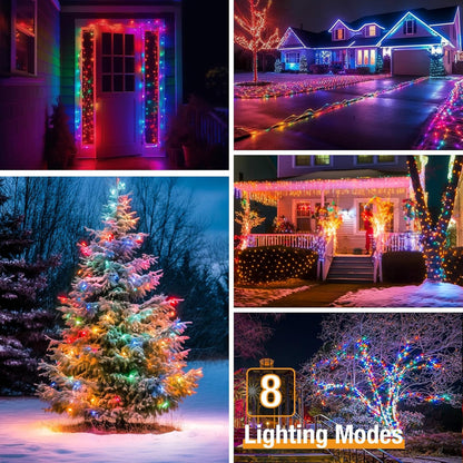 2 Pack Solar String Lights for Outside - 160LED 66FT Solar Fairy Lights Outdoor Waterproof 8 Modes, Copper Wire Solar Powered Twinkle Lights for Tree Garden Christmas Wedding Party Decor, Multicolor