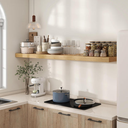 Deep Floating Shelves for Wall - 72 Inch Wide x 12 Inch Deep Wall Shelves Set of 1 - Rustic Oak Color Wood Shelves for Living Room, Bathroom, Laundry Room, Bedroom, Kitchen, Home Office