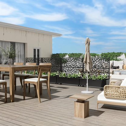 Casaphoria Metal Raised Garden Bed with Trellis and Wheels, 47"x47"x16" Planter Box for Climbing Plants, Vegetables & Vines, Features Drainage Holes and Privacy Screen (Black-Net)