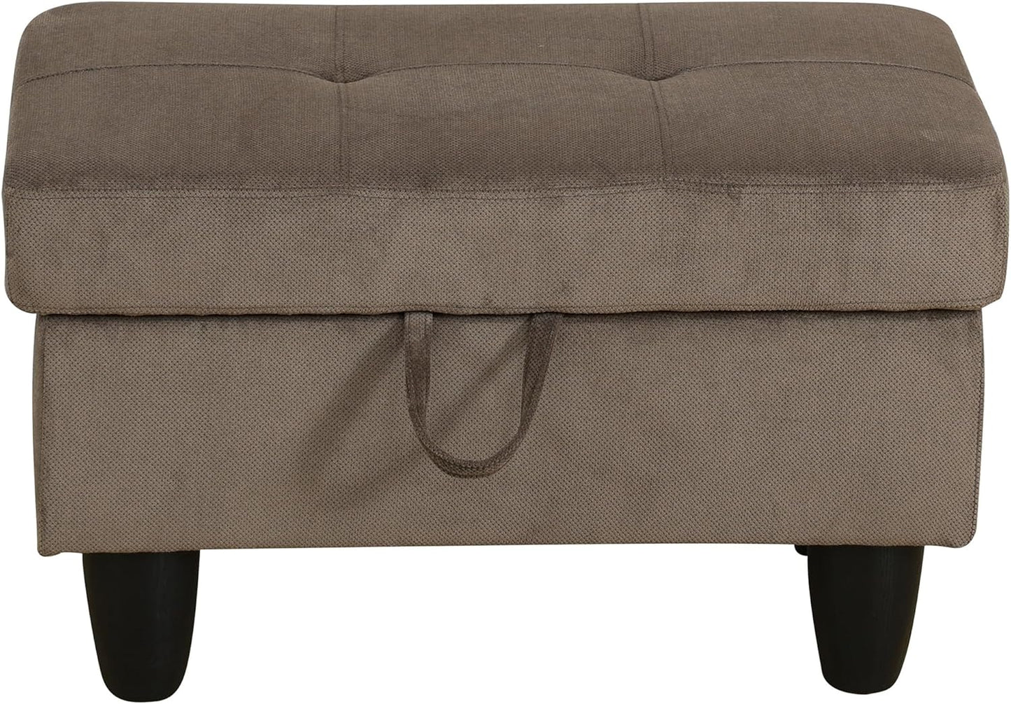 Ottoman Rectangular Storage Ottoman Bench, Flannel Footrest Stool Footstool with Lid for Living Room, Bedroom, Entryway, Brown, 28.5"x19"x17.5"
