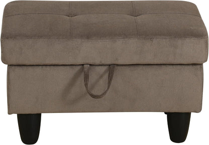 Ottoman Rectangular Storage Ottoman Bench, Flannel Footrest Stool Footstool with Lid for Living Room, Bedroom, Entryway, Brown, 28.5"x19"x17.5"