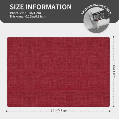 Cloth Placemats, Set of 4 Heat-Resistant Cotton Linen Blend Double Layered Machine Washable Place Mats, Wrinkle Free Thick Fabric Dining Table Mats for Indoors & Outdoors (Burgundy, 4)