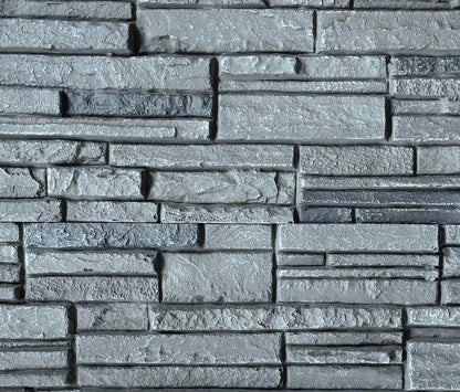 OTECKO 6-Pack Faux Stone Wall Panel 48 in x 13 in x 2 in Stacked Stone High Density Polyurethane Wall Siding Panels 24 sq ft, Easy Install, Interior/Exterior Iron Gray