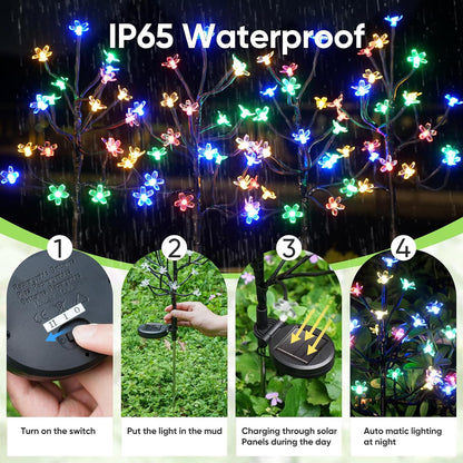 Solar Garden Lights Outdoor,Waterproof Outdoor Solar Lights for Outside Decorative 6Pack, 120Led Solar Flowers Garden Decor, for Yard Pathway,Lawn,Patio Fairy Decorations Gardening Gifts