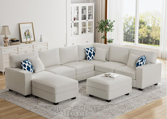 L Lengend Vansen Modular Sectional Sofa U Shaped Couch with Ottoman Modern Reversible Corner