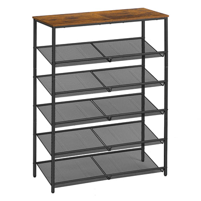 VASAGLE Shoe Rack for Entryway, Freestanding, Adjustable, Industrial