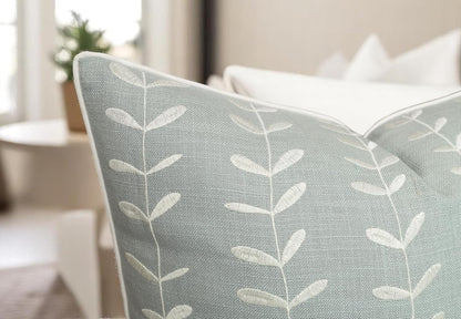 VAGMINE Embroidered Lollipop Pillow Cover - 18x18 Inches Square - 100% Cotton Robins Egg Decorative Cushion Cover - Elegant Stitch Detailing - Cozy Contemporary Accent for Couch, Chair, Bedroom