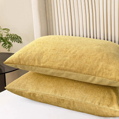 CaliTime Throw Pillow Covers Decorative 20 X 26 Inches Pack of 2 Cozy Chenille Standard Pillow Shams Cases for Couch Sofa Bed Living Room Home Gold