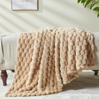 NEWCOSPLAY Super Soft Throw Blanket Brown Premium Silky Flannel Fleece 3D Clouds Stylish Jacquard Lightweight Bed Blanket All Season Use 350GSM (Brown, Throw(50"x60"))