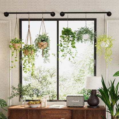 2Pc Hanging Planters for Indoor Plants Plant Hanger Indoor Hanging Plant Holder Black Metal Rod(Pot/Chain/Plant not Included
