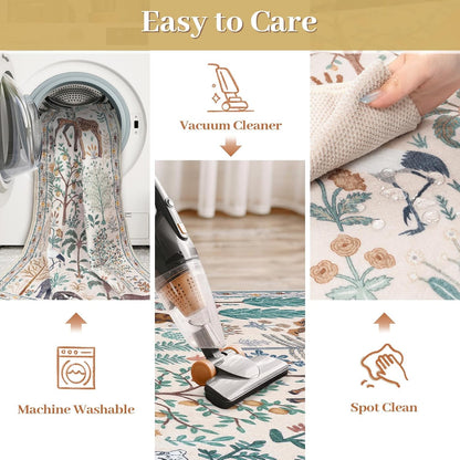 OJIA Jungle 8x10 Area Rugs for Living Room Bedroom Large Washable Rugs, Thin Modern Nursery Rug Non-Shedding Kids Playroom Rug Stain Resistant Large Carpet Neutral Rugs for Kids Room Dining