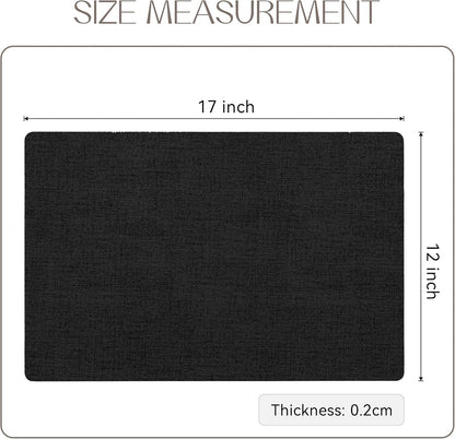 Romanstile Vinyl Placemats Set of 12-12 X 18 Inch - Heat Resistant Place Mats 100% Waterproof Oilproof Wipeable Reversible Faux Leather Table Mats for Kitchen/Dining/Party/Outdoor, Black