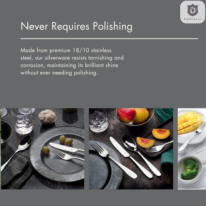 Silverware Set for 8 with Serving Utensils, 18/10 Stainless Steel Flatware, Mirror Finish, Dishwasher Safe, Heavy-Duty Cutlery, Built to Last (45-Piece Including a Serving Set, Fidenza)