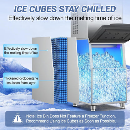 Ice Machine Commercial Ice Maker Machine, 400 Lbs/24H Industrial Ice Machine, 350 Lbs Storage Commercial Ice Machines Free Standing, Cubes Ice Makers Commercial, Restaurant, Cafe, Bar, Hotel